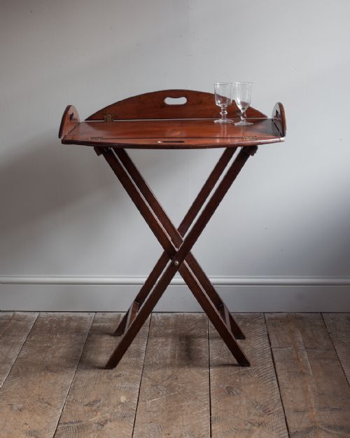 GEORGIAN MAHOGANY BUTLERS TRAY ON STAND - ADDITIONAL PHOTO 1