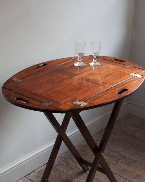 GEORGIAN MAHOGANY BUTLERS TRAY ON STAND - ADDITIONAL PHOTO 3