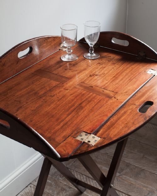 GEORGIAN MAHOGANY BUTLERS TRAY ON STAND - ADDITIONAL PHOTO 4