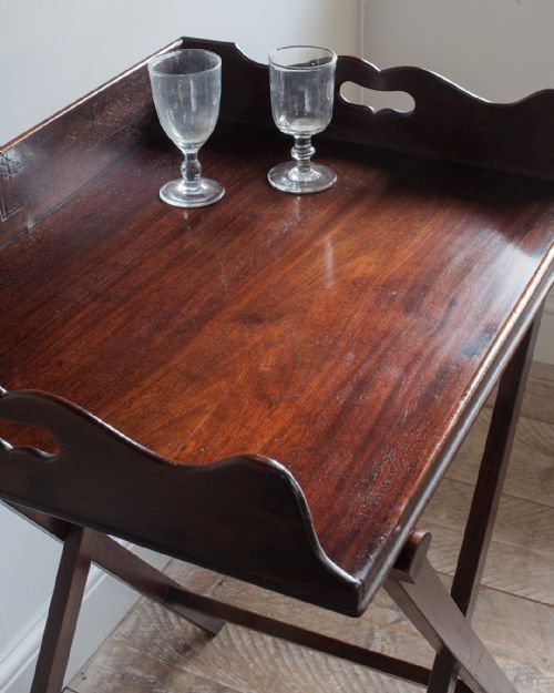GEORGIAN MAHOGANY BUTLERS TRAY ON STAND - ADDITIONAL PHOTO 2
