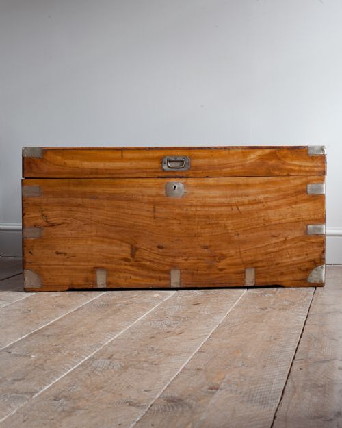 19TH CENTURY BRASS BOUND CAMPHOR WOOD CHEST - ADDITIONAL PHOTO 1