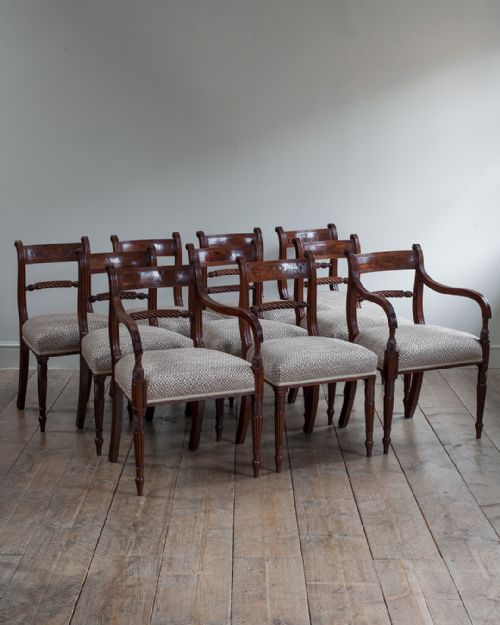 fine quality set of 10 regency mahogany dining chairs - CATEGORY: ANTIQUE CHAIRS - DATED 19TH CENTURY