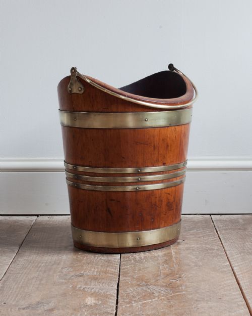 georgian mahogany brass bound log bucket - CATEGORY: ANTIQUE MISCELLANEOUS - DATED 19TH CENTURY