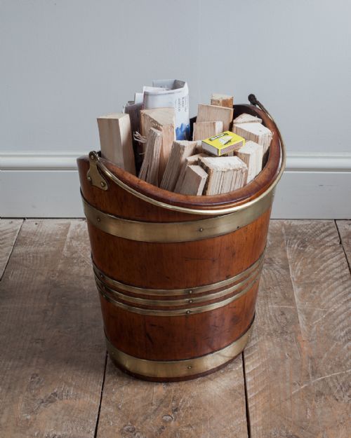 GEORGIAN MAHOGANY BRASS BOUND LOG BUCKET - ADDITIONAL PHOTO 1