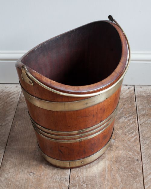 GEORGIAN MAHOGANY BRASS BOUND LOG BUCKET - ADDITIONAL PHOTO 2