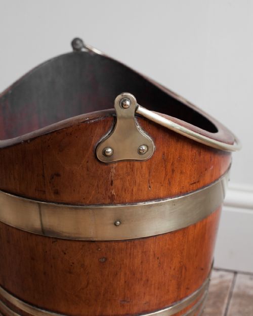 GEORGIAN MAHOGANY BRASS BOUND LOG BUCKET - ADDITIONAL PHOTO 3