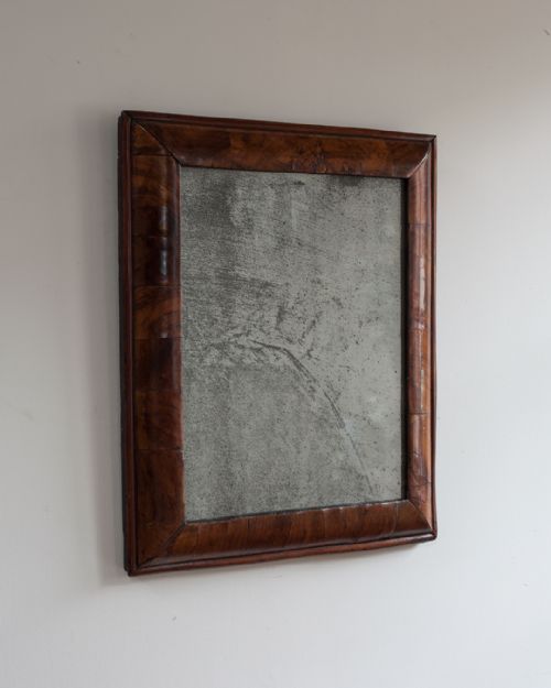 18th century walnut cushion mirror - CATEGORY: ANTIQUE MIRRORS - DATED 18TH CENTURY