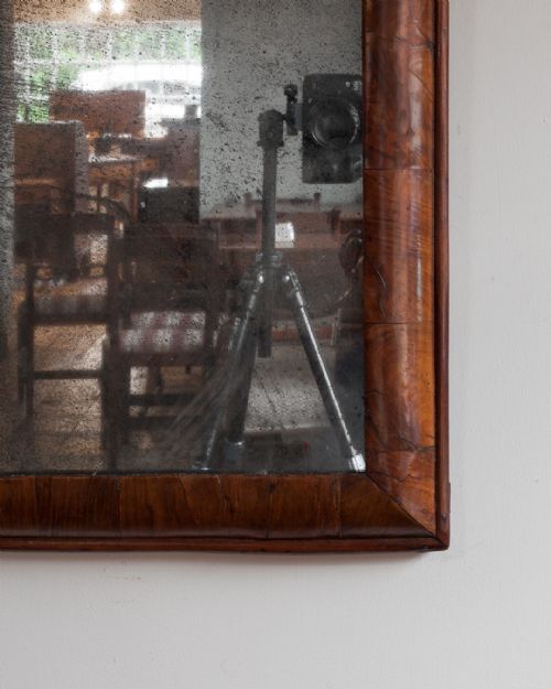 18TH CENTURY WALNUT CUSHION MIRROR - ADDITIONAL PHOTO 3