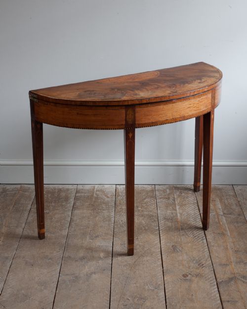 georgian mahogany demi lune console card table - CATEGORY: ANTIQUE TABLES - DATED 18TH CENTURY