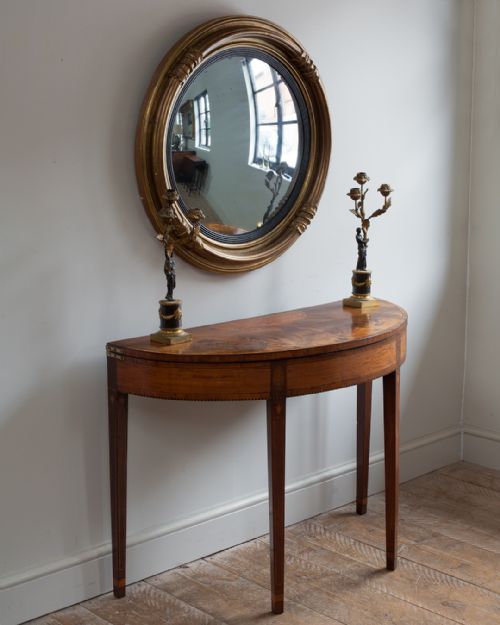 GEORGIAN MAHOGANY DEMI LUNE CONSOLE CARD TABLE - ADDITIONAL PHOTO 1