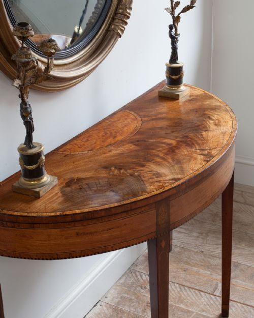 GEORGIAN MAHOGANY DEMI LUNE CONSOLE CARD TABLE - ADDITIONAL PHOTO 2