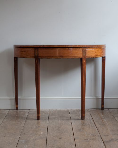 GEORGIAN MAHOGANY DEMI LUNE CONSOLE CARD TABLE - ADDITIONAL PHOTO 5