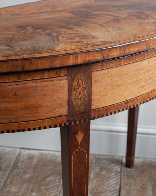 GEORGIAN MAHOGANY DEMI LUNE CONSOLE CARD TABLE - ADDITIONAL PHOTO 6