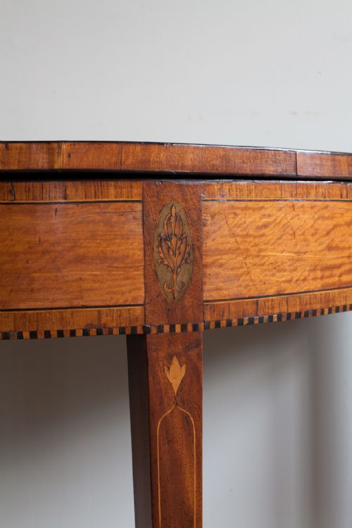 GEORGIAN MAHOGANY DEMI LUNE CONSOLE CARD TABLE - ADDITIONAL PHOTO 8