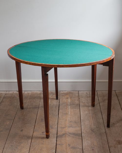 GEORGIAN MAHOGANY DEMI LUNE CONSOLE CARD TABLE - ADDITIONAL PHOTO 9