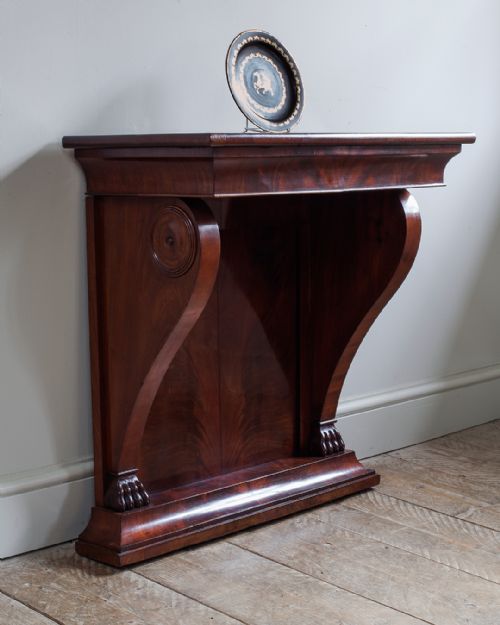 SMALL 19TH CENTURY FIGURED MAHOGANY CONSOLE TABLE - ADDITIONAL PHOTO 1