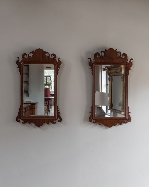 near pair of georgian mahogany fret mirrors - CATEGORY: ANTIQUE MIRRORS - DATED 18TH CENTURY