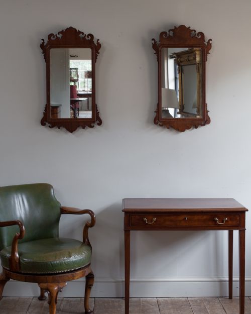 NEAR PAIR OF GEORGIAN MAHOGANY FRET MIRRORS - ADDITIONAL PHOTO 1