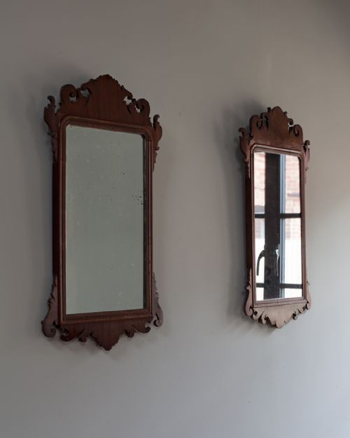 NEAR PAIR OF GEORGIAN MAHOGANY FRET MIRRORS - ADDITIONAL PHOTO 2