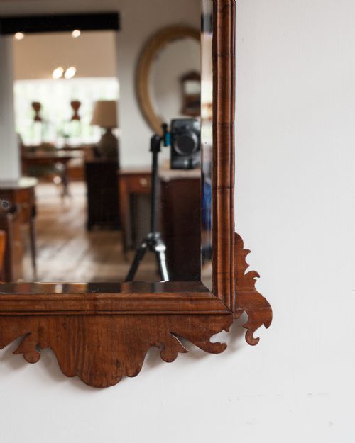 GEORGE III WALNUT FRET MIRROR - ADDITIONAL PHOTO 3