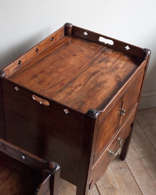 GEORGIAN MAHOGANY TRAY TOP COMMODES - ADDITIONAL PHOTO 3