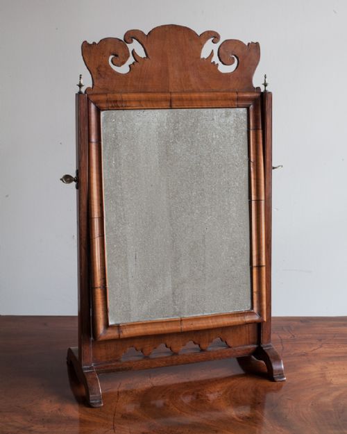 PRETTY LITTLE EARLY GEORGIAN WALNUT SWING MIRROR - ADDITIONAL PHOTO 1