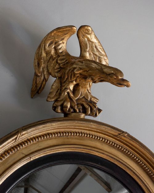 STRIKING REGENCY GILT CONVEX MIRROR - ADDITIONAL PHOTO 2