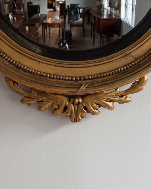STRIKING REGENCY GILT CONVEX MIRROR - ADDITIONAL PHOTO 4