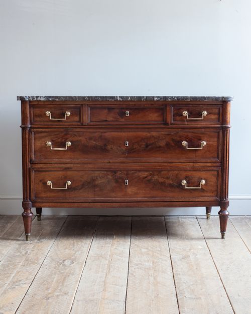 FRENCH 18TH CENTURY DIRECTOIRE STYLE MAHOGANY COMMODE - ADDITIONAL PHOTO 4