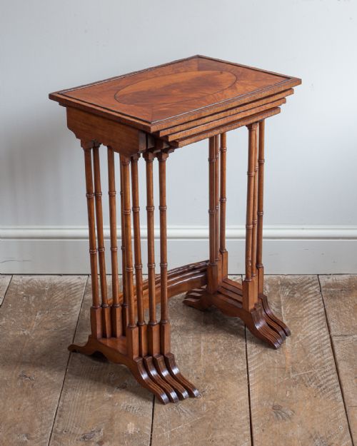 FINE QUALITY EDWARDIAN SATINWOOD NEST OF 4 TABLES - ADDITIONAL PHOTO 1