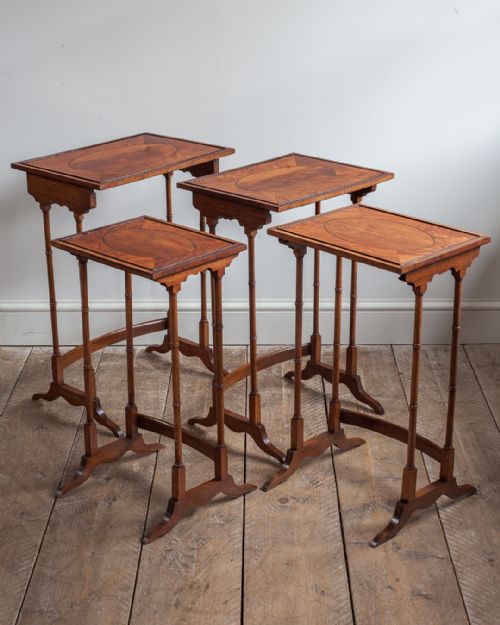 FINE QUALITY EDWARDIAN SATINWOOD NEST OF 4 TABLES - ADDITIONAL PHOTO 2