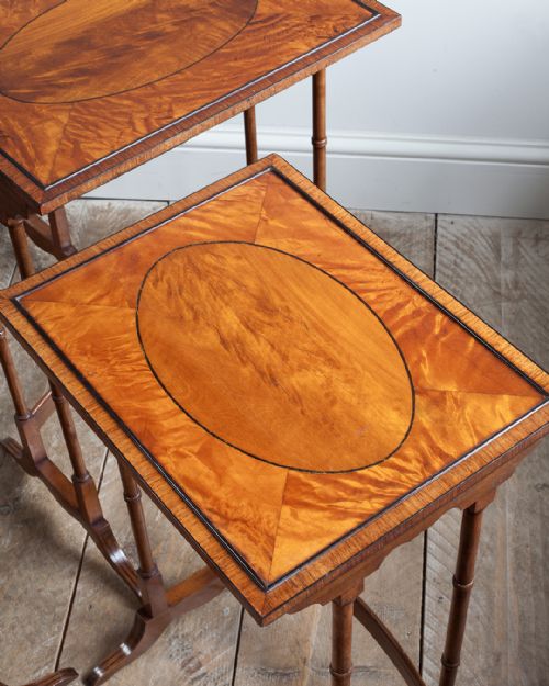 FINE QUALITY EDWARDIAN SATINWOOD NEST OF 4 TABLES - ADDITIONAL PHOTO 5
