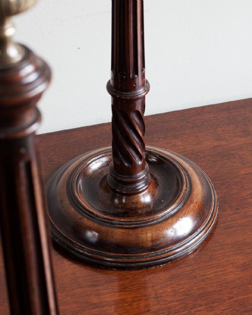 PAIR OF REGENCY MAHOGANY AND BRASS CANDLE STICKS - ADDITIONAL PHOTO 3