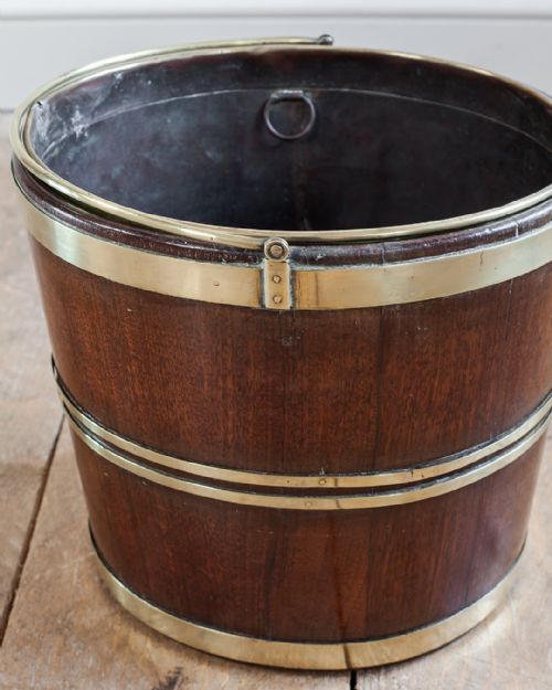 19TH CENTURY MAHOGANY BRASS BOUND BUCKET - ADDITIONAL PHOTO 2