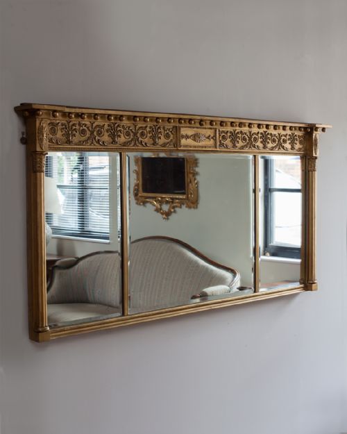 19th century gilt overmantel mirror - CATEGORY: ANTIQUE MIRRORS - DATED 19TH CENTURY