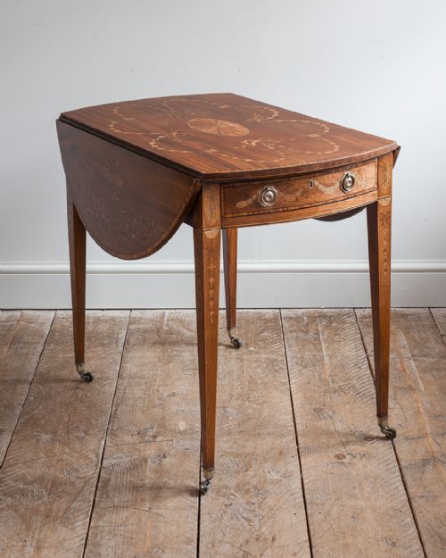 GEORGE III MARQUETRY OVAL PEMBROKE TABLE - ADDITIONAL PHOTO 1