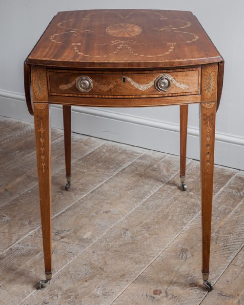 GEORGE III MARQUETRY OVAL PEMBROKE TABLE - ADDITIONAL PHOTO 2