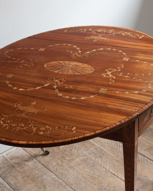 GEORGE III MARQUETRY OVAL PEMBROKE TABLE - ADDITIONAL PHOTO 5
