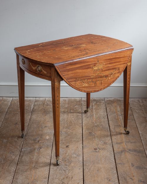 GEORGE III MARQUETRY OVAL PEMBROKE TABLE - ADDITIONAL PHOTO 6