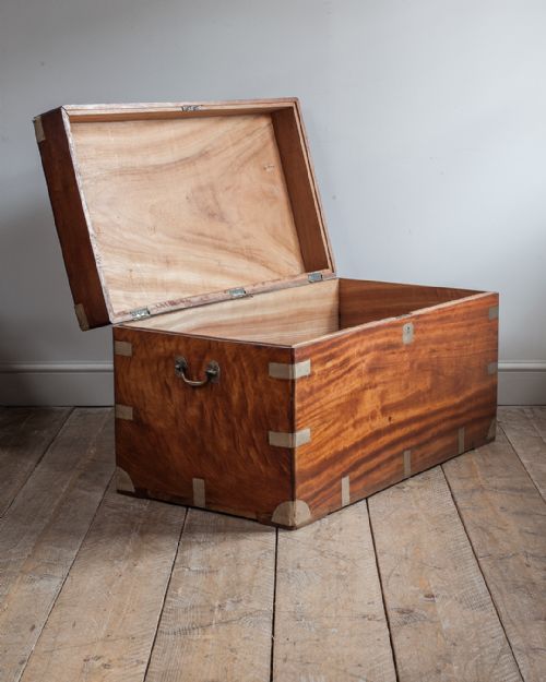 19TH CENTURY BRASS BOUND CAMPHOR WOOD CHEST - ADDITIONAL PHOTO 2
