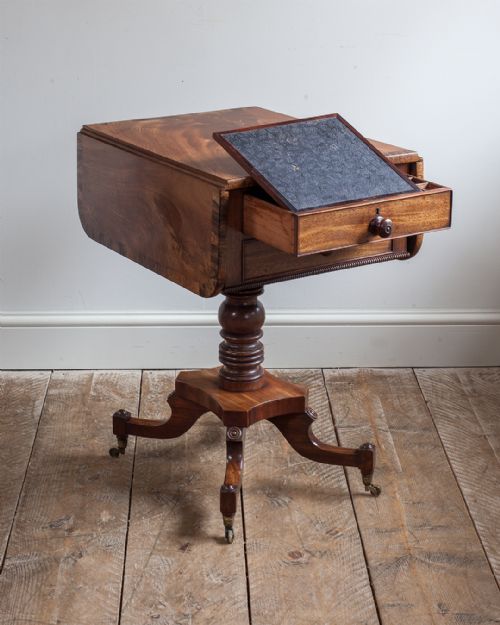 REGENCY MAHOGANY PEDESTAL WORK TABLE - ADDITIONAL PHOTO 1
