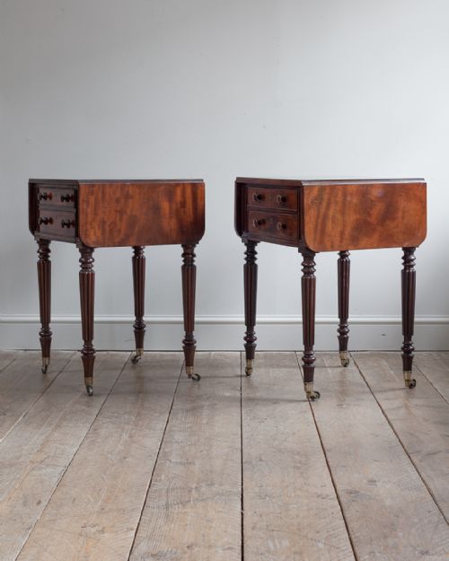 NEAR PAIR OF REGENCY MAHOGANY WORK TABLES BY GILLOWS - ADDITIONAL PHOTO 2