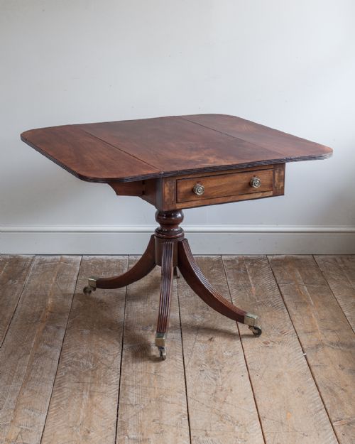REGENCY MAHOGANY PEDESTAL PEMBROKE TABLE - ADDITIONAL PHOTO 1