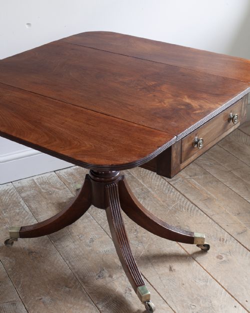 REGENCY MAHOGANY PEDESTAL PEMBROKE TABLE - ADDITIONAL PHOTO 2