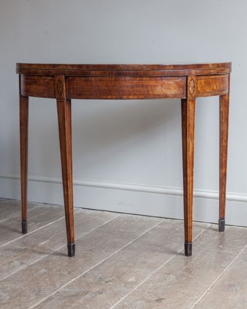 STUNNING GEORGE III SATINWOOD DEMI LUNE CARD TABLE - ADDITIONAL PHOTO 1