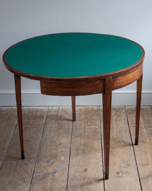 STUNNING GEORGE III SATINWOOD DEMI LUNE CARD TABLE - ADDITIONAL PHOTO 5