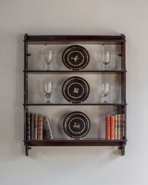 EDWARDIAN MAHOGANY WATERFALL WALL SHELVES - ADDITIONAL PHOTO 1
