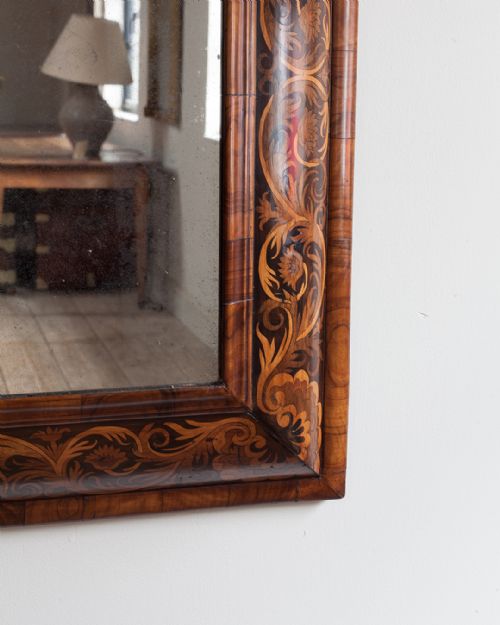 WILLIAM MARY SEAWEED MARQUETRY CUSHION MIRROR - ADDITIONAL PHOTO 4