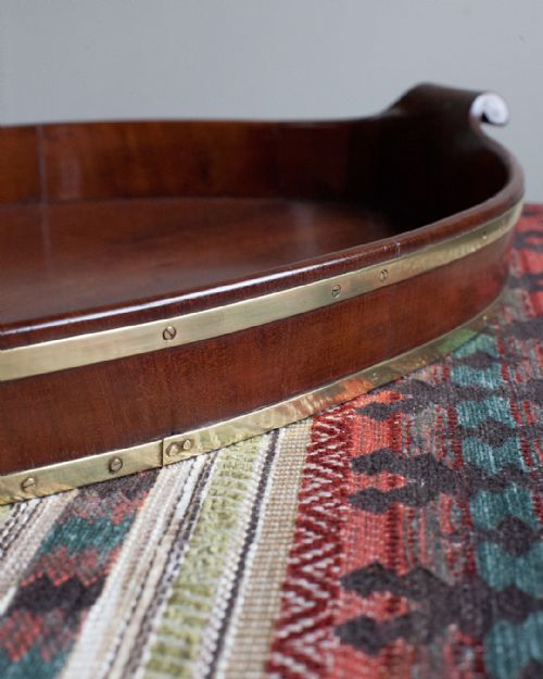 GEORGE III MAHOGANY BRASS BOUND OVAL TRAY - ADDITIONAL PHOTO 2