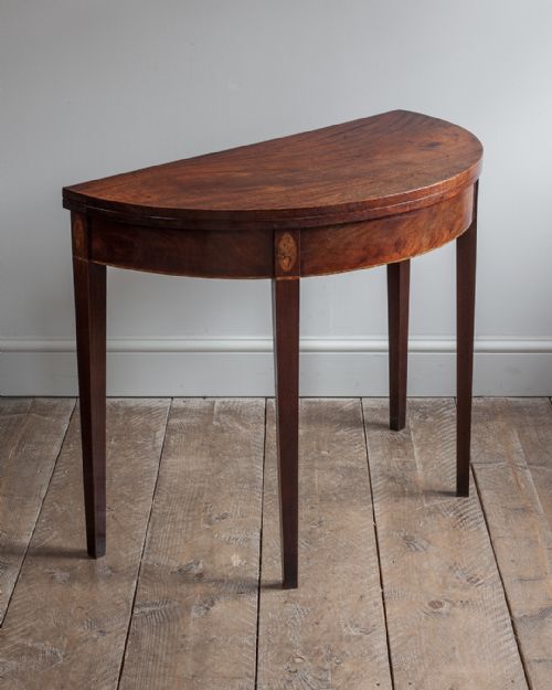 GEORGE III MAHOGANY DEMI LUNE CARD TABLE - ADDITIONAL PHOTO 1